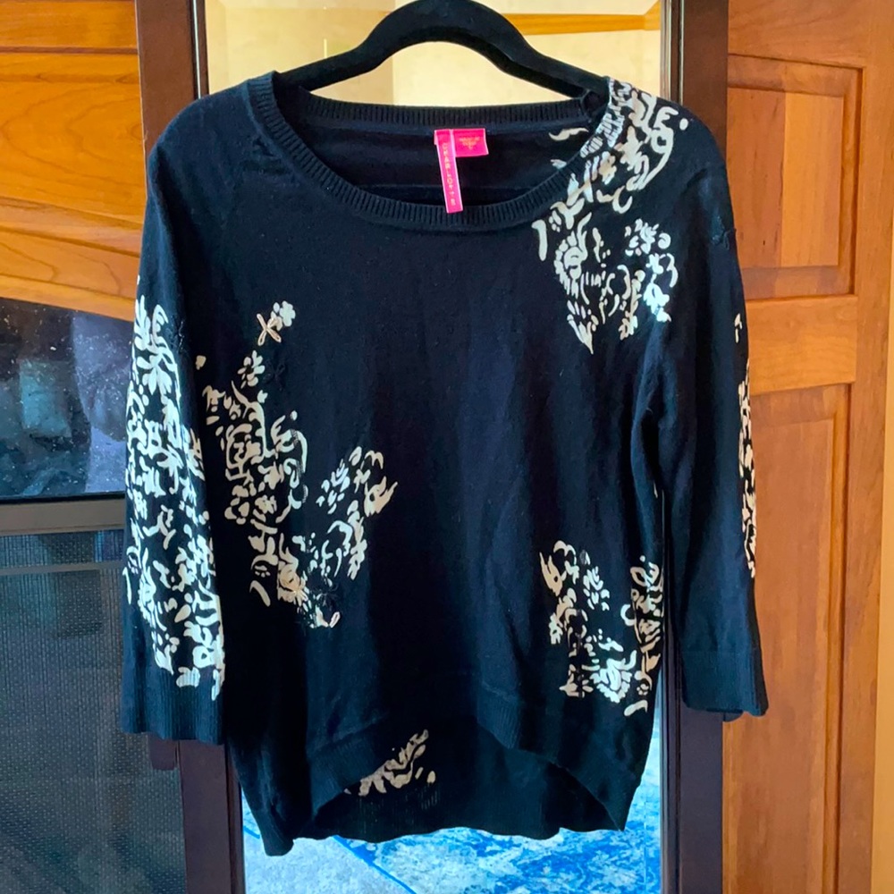 Charlotte Trantola embroidered thin black sweater